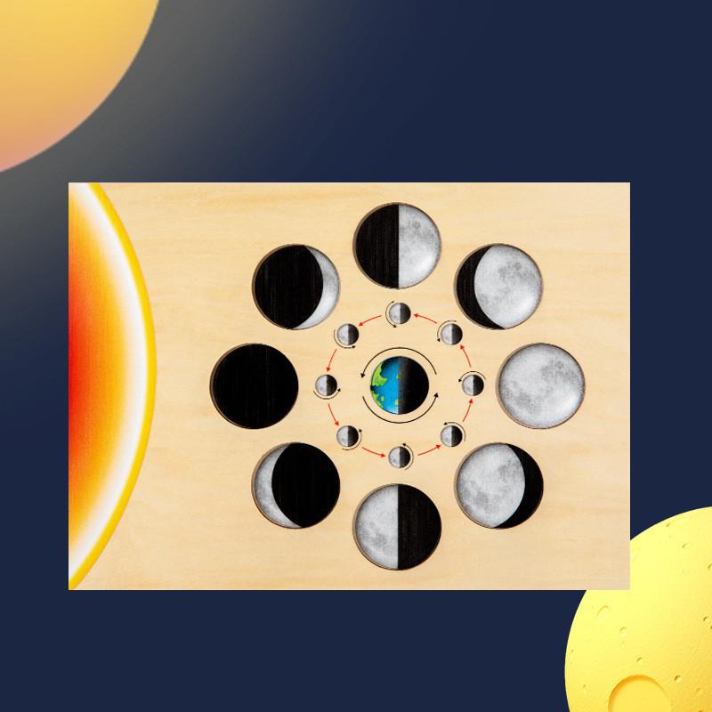 Wooden Solar System Puzzle With Planet And Moon Phases For Early Learning And Educational Play