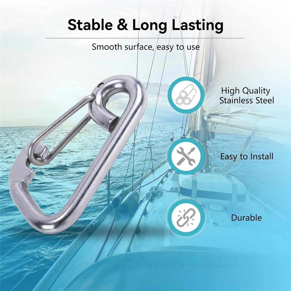 2-Piece 304 Stainless Steel Spring Hooks – Heavy-Duty Safety Quick Release Clips – 6x60mm & 8x80mm For Dog Walking, Camping, Fishing, Hiking