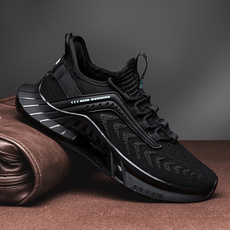 Men's Shoes Summer Breathable Mesh Shoes Men's Versatile Running Flying Woven Mesh Sports Casual Men's Black Trendy Shoes 2025