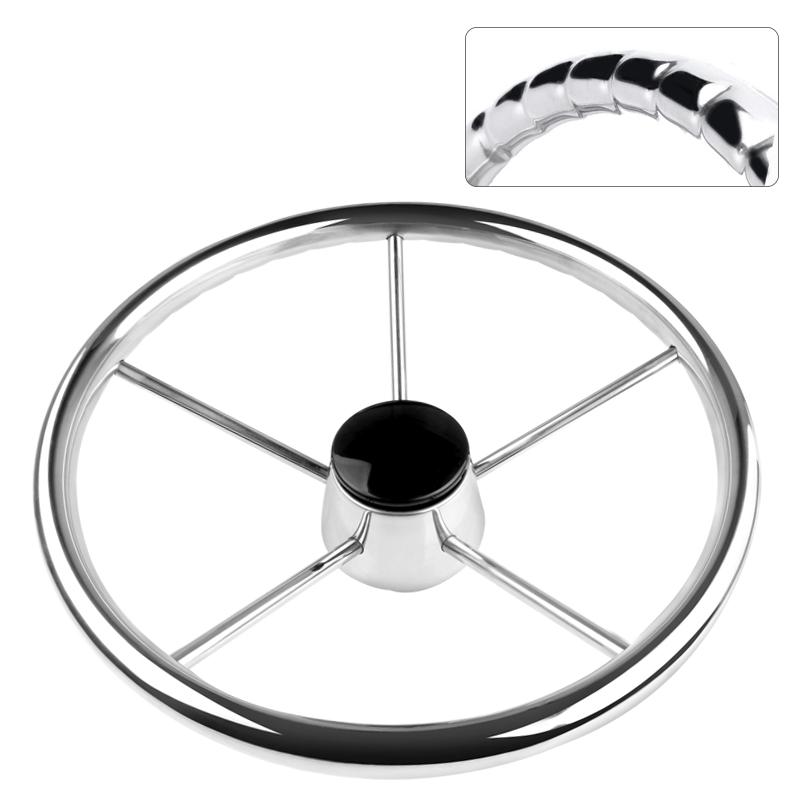 Stainless Steering Wheel with Knob, Marine Boat Accessories, 13-1/2  , 5 Spoke No knob