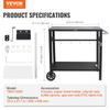 Outdoor Grill Dining Cart with Double-Shelf, BBQ Movable Food Prep Table, Multifunctional Iron Table Top, Portable Modular Carts for Pizza Oven,