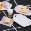 1Set 1:12 Dollhouse Miniature Toast Bread Coffee Egg Fork Spoon with Dinner Plate Kitchen Breakfast Model Decor Toy