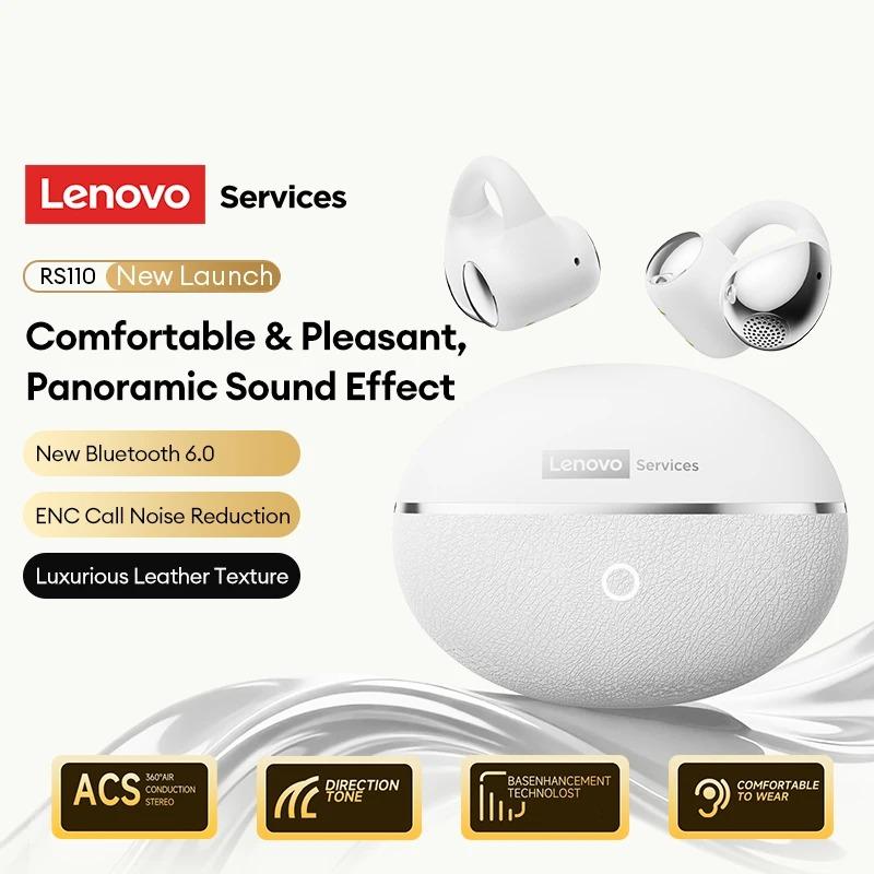 Original Lenovo RS110 OWS Open-Ear Wireless Earbuds Clip On Bluetooth 6.0 Headphones Gaming Music Earphones IPX4 ENC Call Noise Cancellation