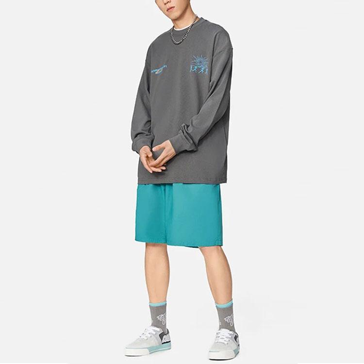 Li-Ning Logo Print Crew Neck Long Sleeve Sweatshirt Men Tops Shadow-Grey AHSRB97-2