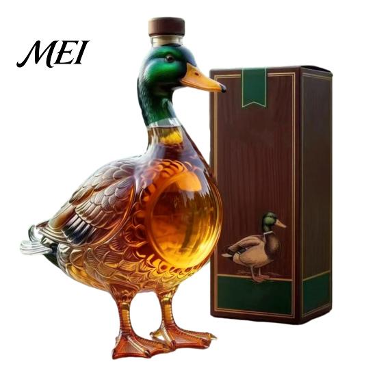 Decantador de Whisky Decantador de Pato, Botella de Vidrio para Bourbon Recto con Tapón, Recipiente de 350 ml Dispensador de Licor Novedoso para Barra de Casa, Regalo Único