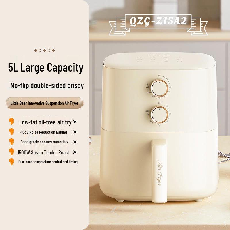 

Bear 5L Air Fryer with Steam Function (Model QZG-Z15A2) - No-Flip, All-in-One for Baking and Frying