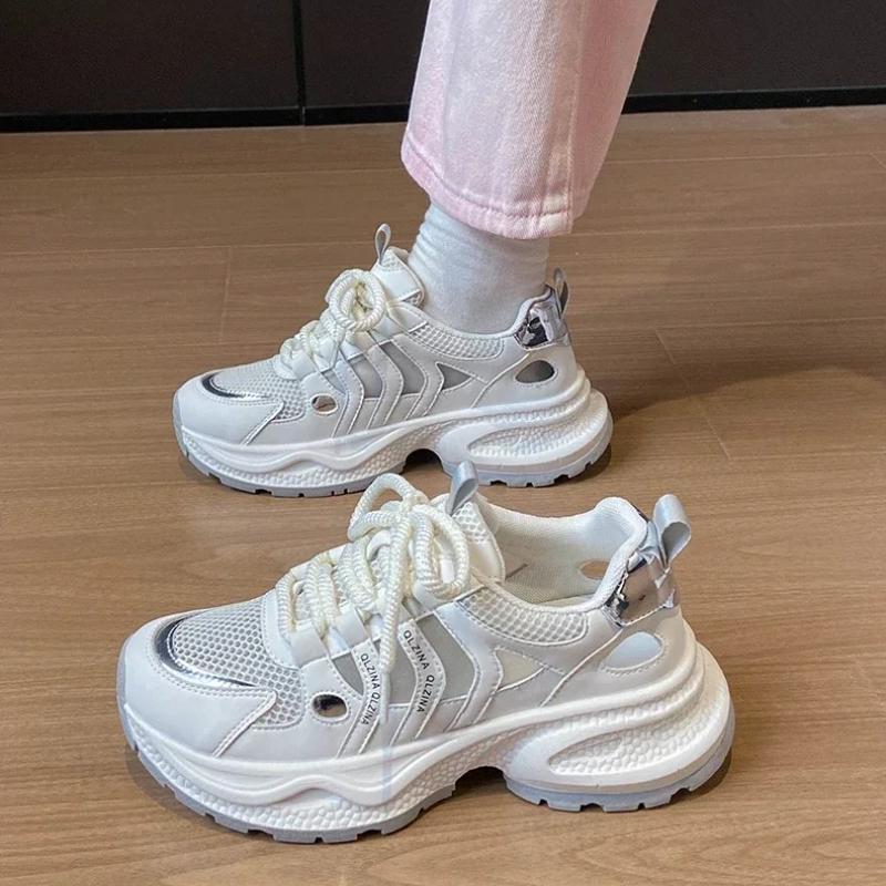 New Dad's Shoes Women's Breathable Mesh Shoes Chunky Sneakers Hollow Out Women's Vulcanize Shoes Casual Sneakers
