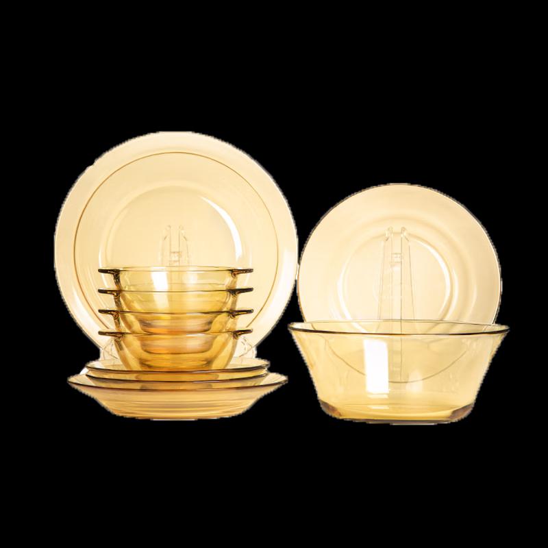PYREX Corning Crystal Clear Glass Dinnerware Set 10-Piece A