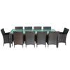 11 piece outdoor dining set with cushions poly rattan brown