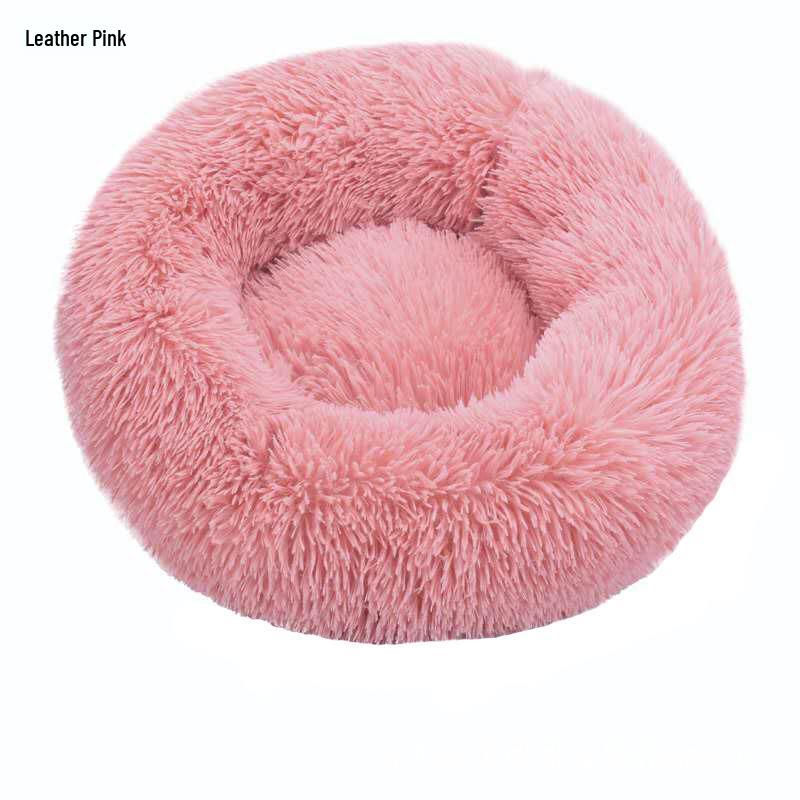 Round Long-Haired Pet Bed - PV Velvet Bed for Dogs & Cats