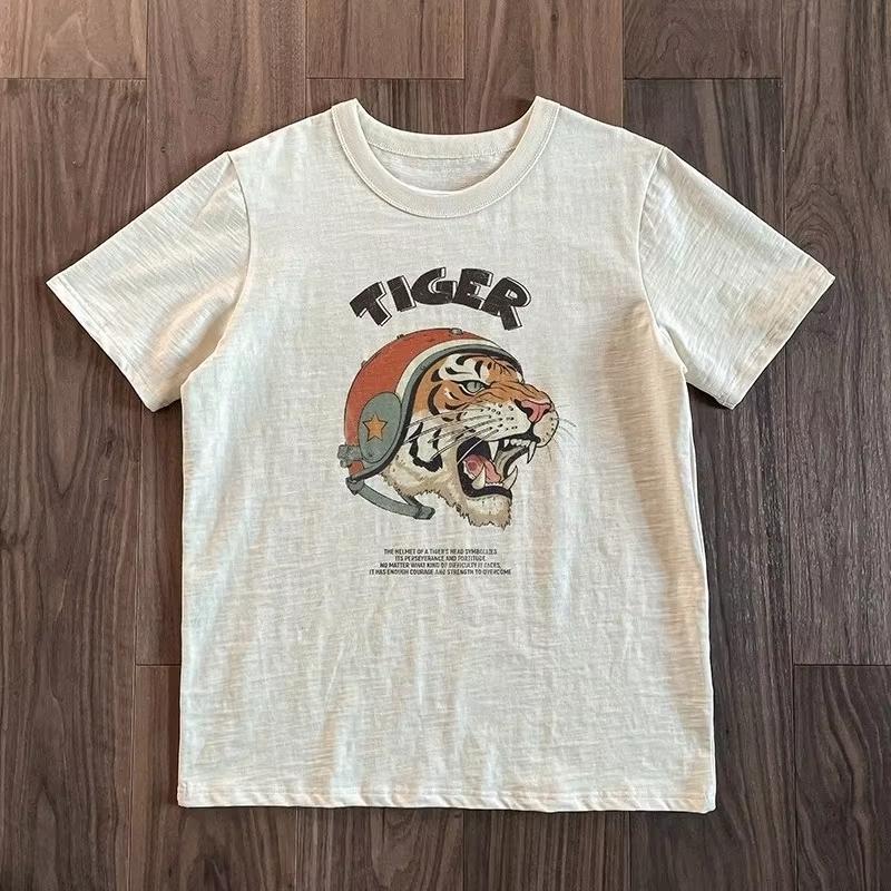 

Loose printed pure cotton T-shirts for both boys and girls S