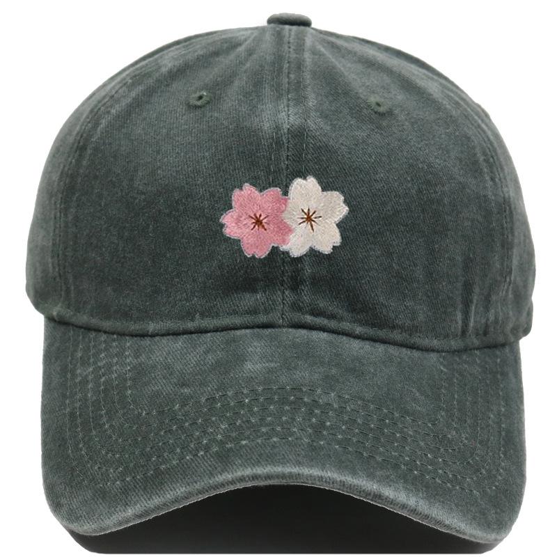 Flower Embroidery 100% Cotton Washed Cherry Blossom Cowboy Hat Summer Hat Luxury Man Hat Golf Designer Golf Women Men'S Dad Hats