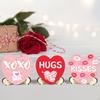 3Pcs Valentine's Day Heart Sign Tabletop Ornaments Gift Wood Love Signs Valentines