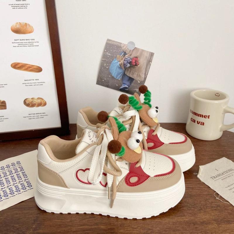 Maillard ugly cute platform white shoes women's niche 2025 winter new chic versatile student sports shoes