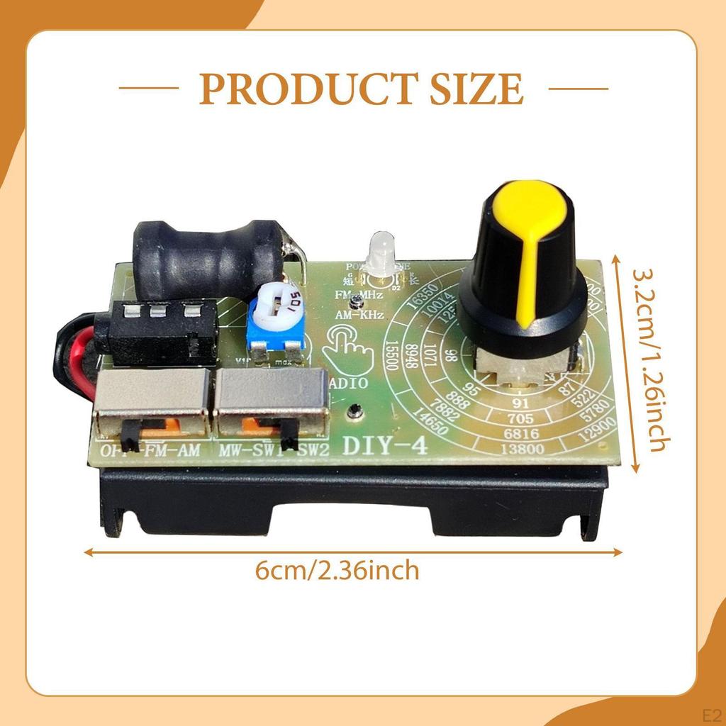 FM SW Radio Module with Manual Tuning Dial Battery Powered Assembly Kit LED Indicator DIY
