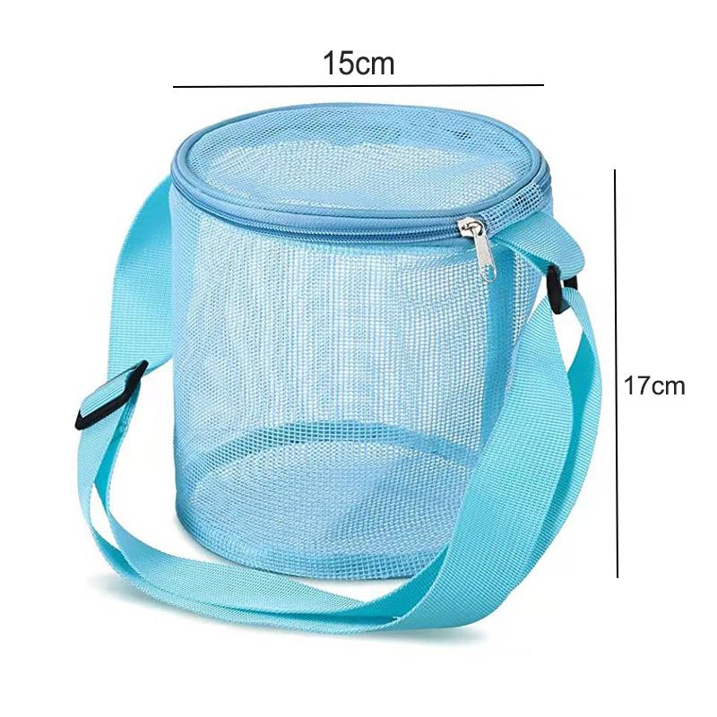 New children's mesh shell storage bag, beach three-dimensional circular sand bucket, toy sorting and collection bag