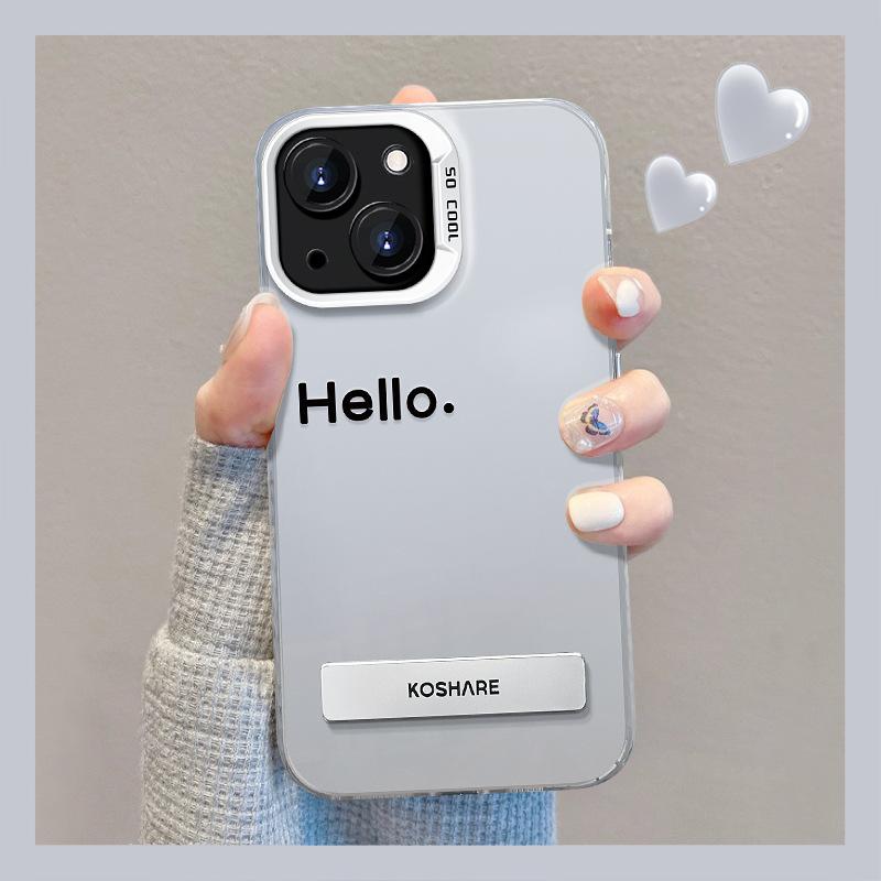 Applicable To Apple 15 Mobile Phone Case Iphone14 English Hello Stealth Bracket 13pro Color Silver Matte 12 Advanced