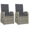 Garden Lounge Chairs 2 pcs with Cushions Grey Poly Rattan