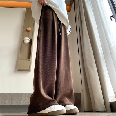 Schmale Version Gerade Kordelzug Weitbeinige Hosen für Damen Im Herbst und Winter Hohe Taille Schlank Lässig Sporthose Weitbeinige Hosen
