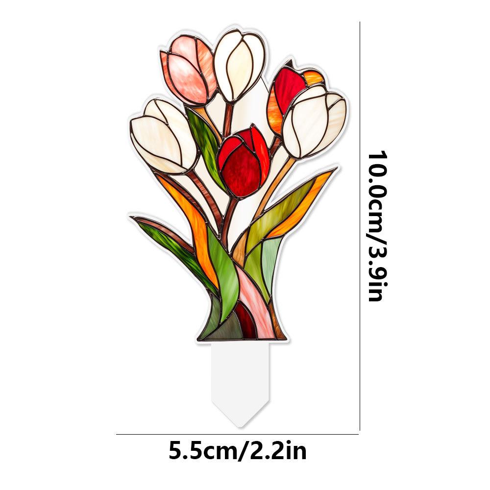 Plant Stained Glass Mushroom Cactus Glass Decor Flower Suncatcher Desk Windowsill Shelf Decor Plant Lover Gifts for Mom Teacher