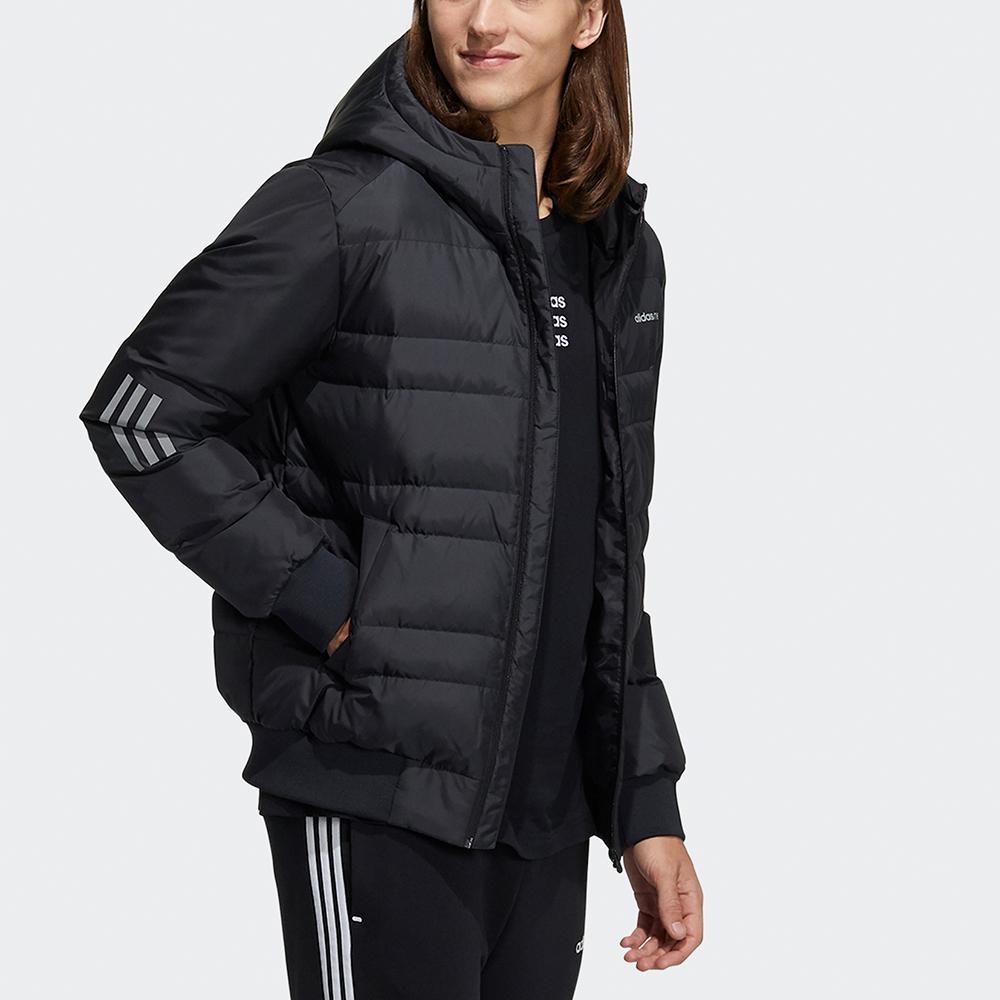Adidas Neo Metallic Three-Stripe Sports Hooded Down Jacket Winter Men Outerwear Black H45283