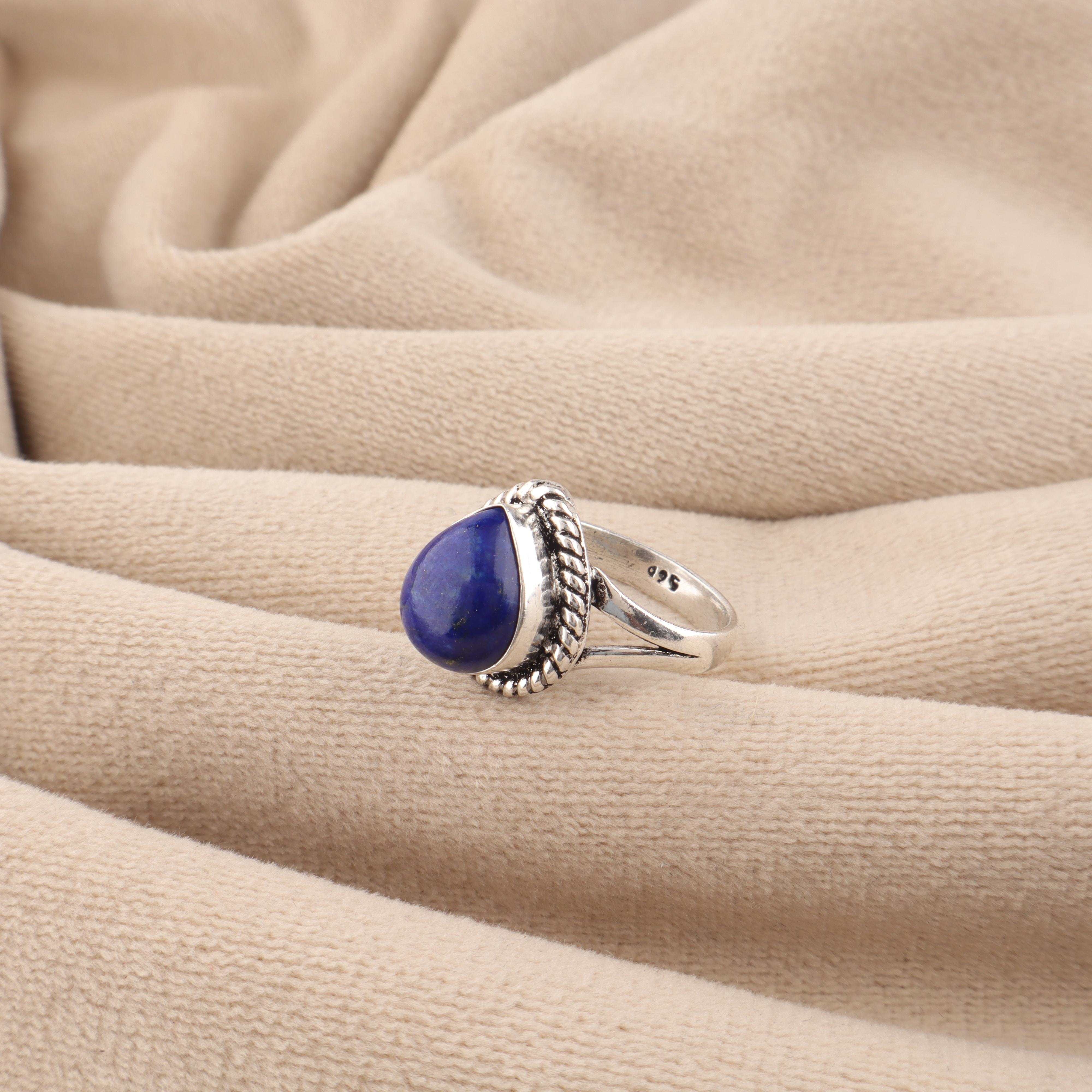

Natural Lapis Lazuli Gemstone 925 Sterling Silver Handcrafted Designer Women For Wedding RR-85-25 4