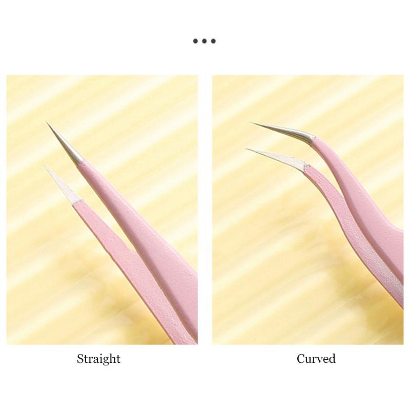 Stainless Steel Straight Curved Tip Tweezers For Nail Art Sticker Rhinestones Picking Tool Makeup Eyelash DIY Tweezer
