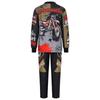 Kinder Jungen Bedruckter Motocross Anzug Off-Road Motorrad Rennanzug Rundhals Langarm Oberteil mit Elastischem Bund Taschen Hose