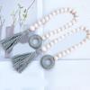 2Pcs Wood Beads Curtain Holdbacks with Tassels for Home and Office Decors Cotton Rope Window Drapery Tiebacks Ties