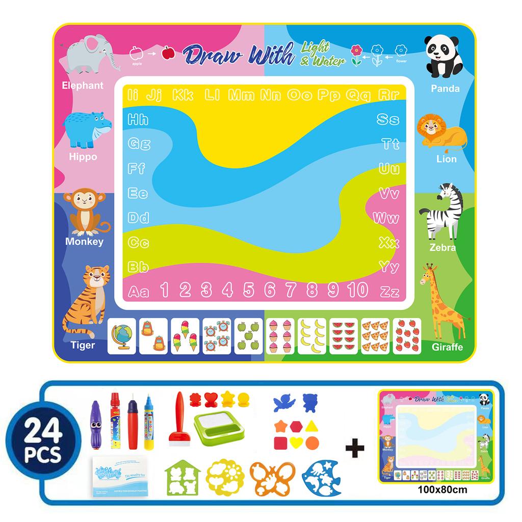 Luminous Water Drawing Mat Water Doodle Mat Colorful Graffiti With Pens Set Montessori Toys Educational Toys for Kids Gifts