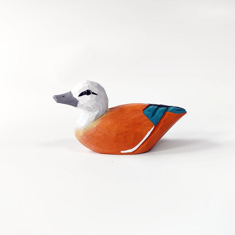 Hand-Carved Wooden Duck Ornament - Small Animal Decor for Creative Home Living Room