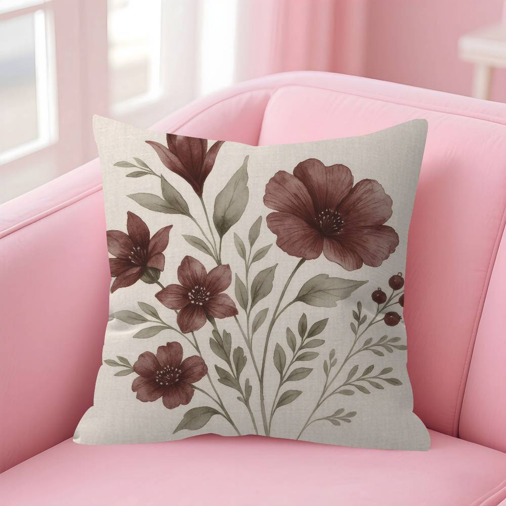 Vintage Floral Art Flower Pillowcase Toon Gift Cushion Cover Bedroom Home Sofa Chair Seat Decor Pillow Case
