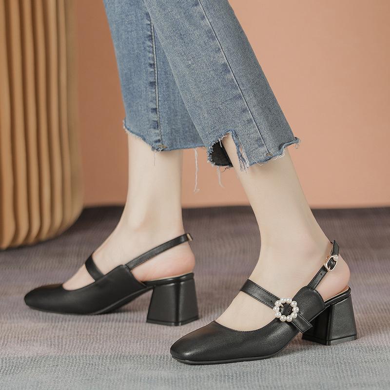 

Yuexinwang кожаные туфли на плоской подошве для женщин Huizhou, туфли на каблуках, сумка, головные уборы, классные тапочки, верхняя одежда, летние новые пустые сандалии для женщин 34 чёрный