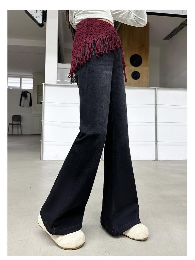 Girls' Black Slim Flared Jeans - Spring/Autumn 2025 Collection