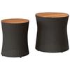VidaXL Tables d'Appoint de Jardin Dessus en Bois 2 pcs, Tables Basses, Meubles de Terrasse Patio Extérieur, Moderne, Noir 366288