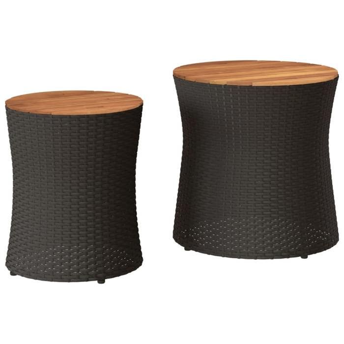 VidaXL Tables d'Appoint de Jardin Dessus en Bois 2 pcs, Tables Basses, Meubles de Terrasse Patio Extérieur, Moderne, Noir 366288