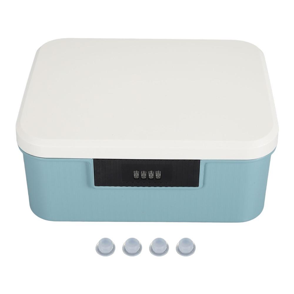 

9L Capacity Lockable Storage Trunk Password Storage Secure Storage Locking Box Portable Double Layer Combination Lock Box синий