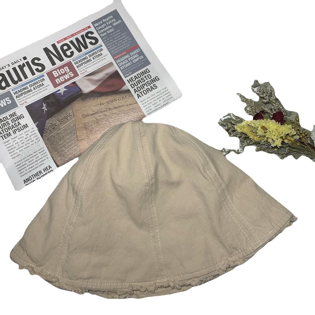 Niche Solid Color Old Rough Edge Bucket Hat Retro Basin Hat Show Face Small Face Plain Shade