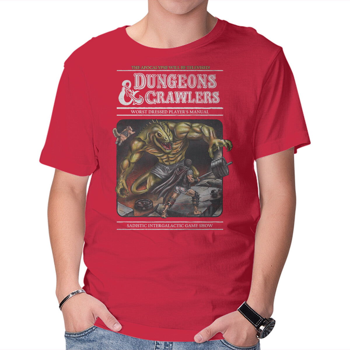 Unisex Crew Neck T-Shirt Dungeons And Crawlers Graphic Short Sleeve Casual Tee L
