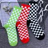 Skateboard Male Female Cotton Middle Tube Socks Women Hosiery Checkered Socks Korean Style Socks