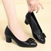 Black High Heels For Women In Spring And Summer New Style Light Mouth Catwalk Single ShoesWaterproof Platform Leather Shoes
