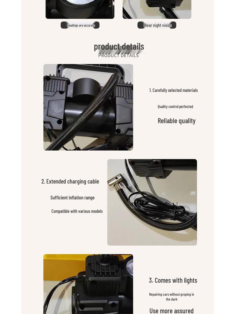 19-Cylinder Portable Car Air Pump with Light - High Power Tire Inflator