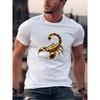 Men's Graphic T-Shirt - Breathable & Lightweight,Black with Yellow Scorpion Print,Round Neck Tee for Casual Attire & Outdoor Activities