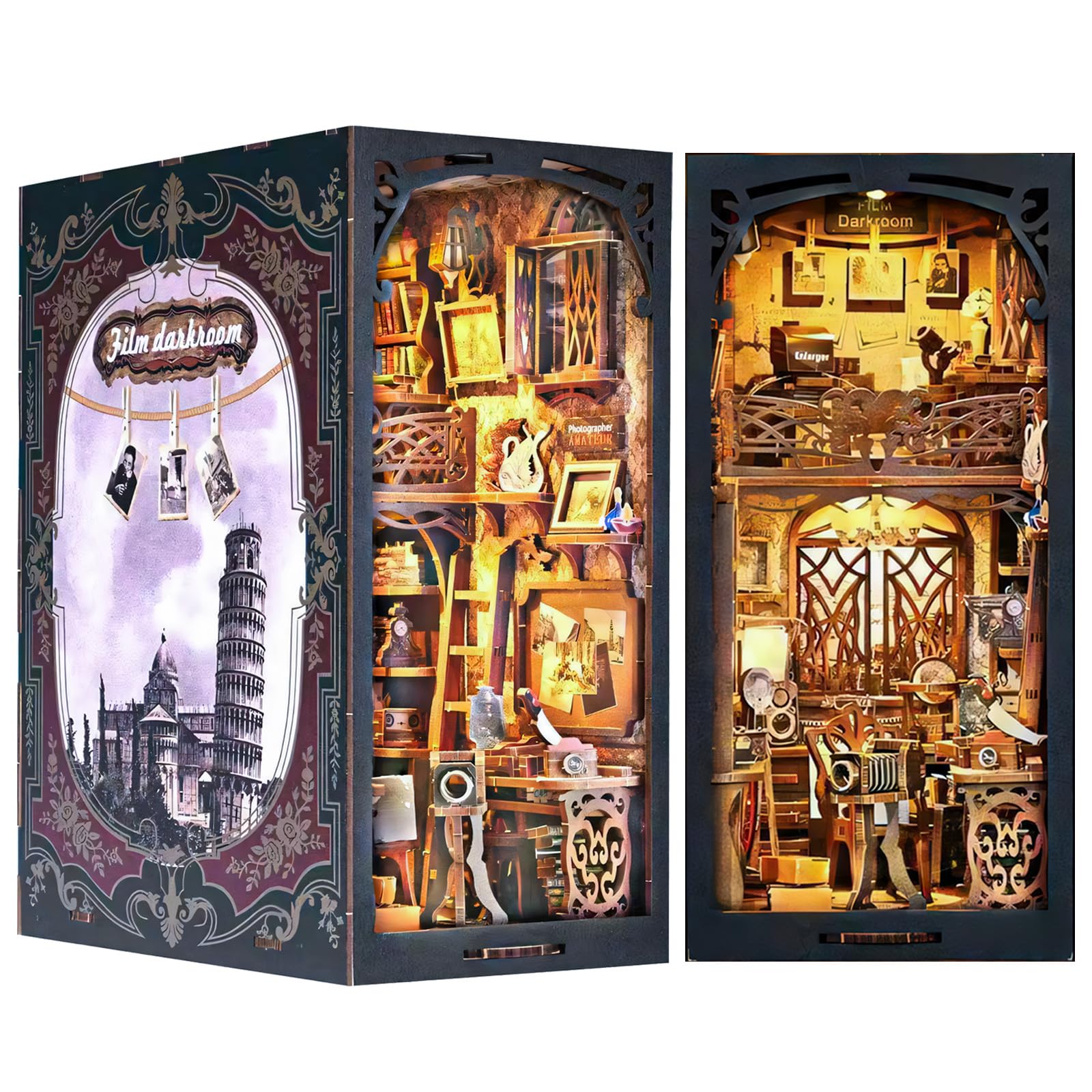 

CRESYMME Книжный уголок Кукольный домик Лидс Миниатюрный дом Сруб Набор Деревянный 3D-пазл Ручная работа Для взрослых со светодиодной подсветкой и тенью (Светлая комната)