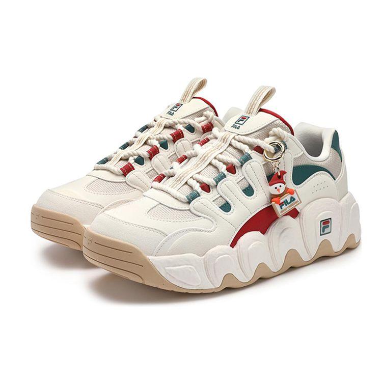 FILA Original Collection Fabric Synthetic Leather Croissant Trendy Y2K Retro Versatile Comfortable Shock Absorption Low Top Dad Sneakers F12M412101FSR