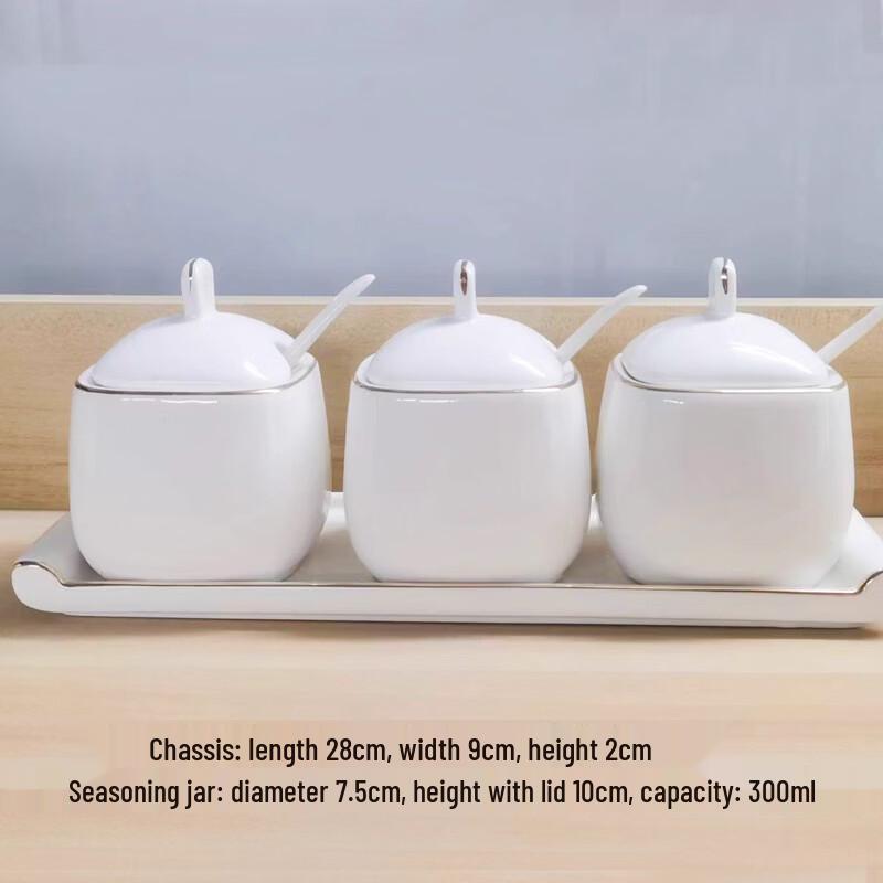 Airtight Ceramic Spice Jar Set with Spoons