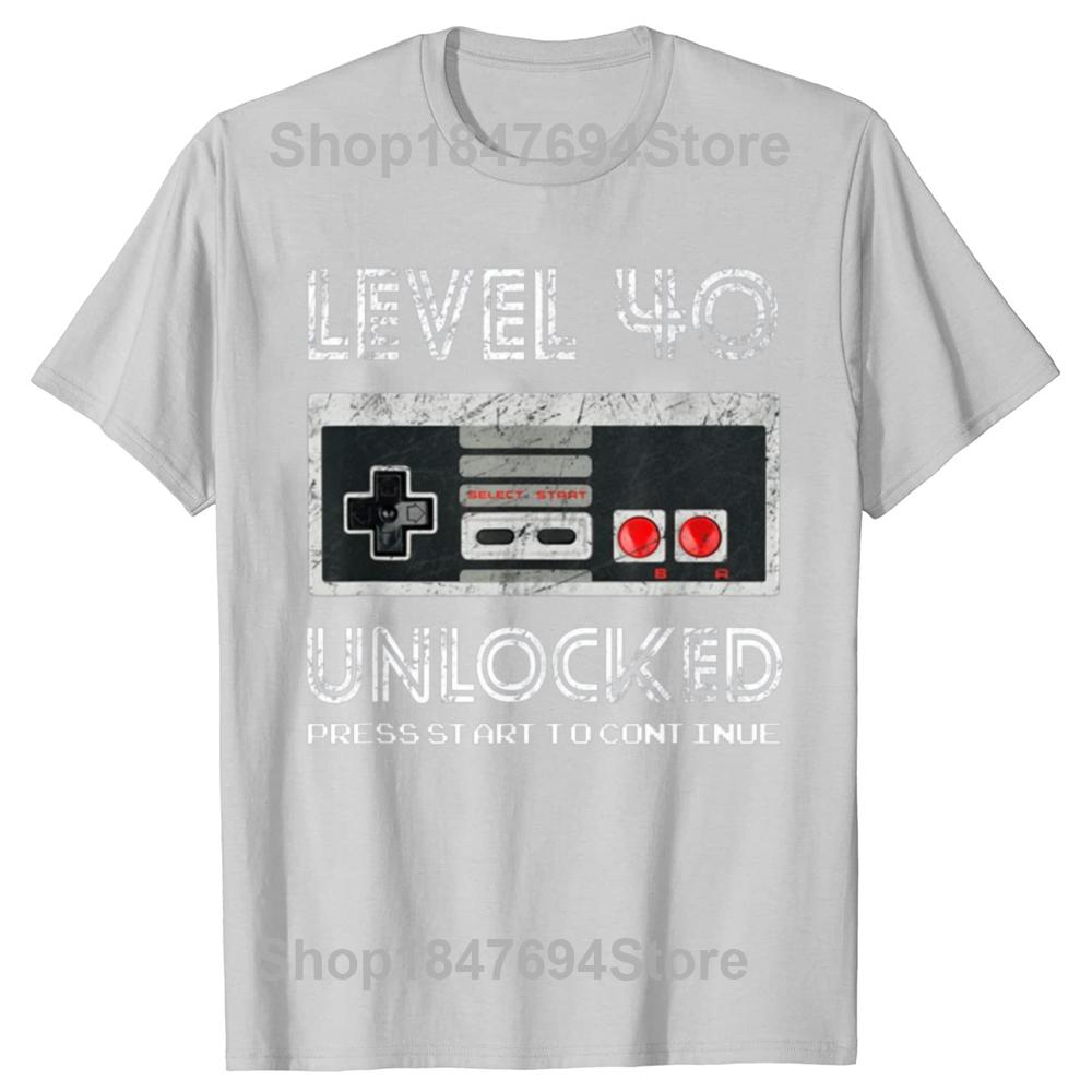 Funny Level 40 Unlocked Graphic Tshirts Men Womens Fashion Casual Born in 1984 TShirt 40 Years Old 40th Oversized T Shirt