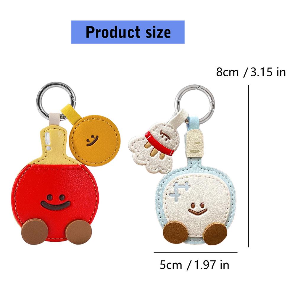 Badminton Table Tennis Car Keychain PU Leather Decoration for Sports Fan Travel Accessory