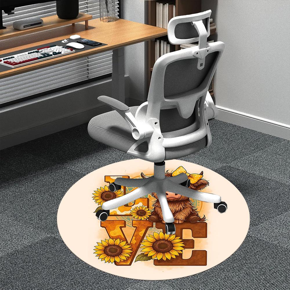 

1 шт. Круглый ковер для офиса с подсолнухами на икрах, коврик для помещений, подходит для офиса, под офисные кресла, спальни, гостиной, домашнего декора, декора комнаты D071 80cm by 80cm