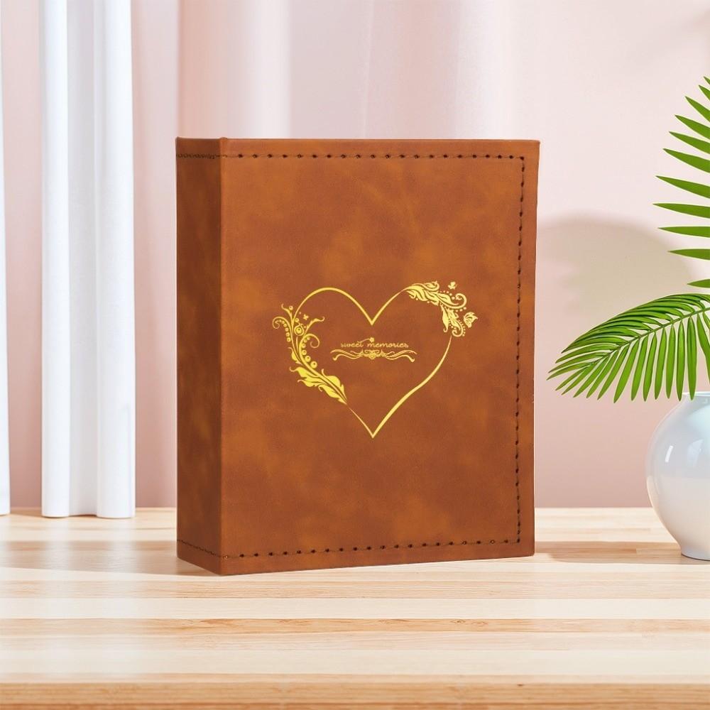 6 Inch 100 Pockets Photo Album Gold Stamped Insert Pocket Design Photo Storage Album Leather Surface Laminated Compatible